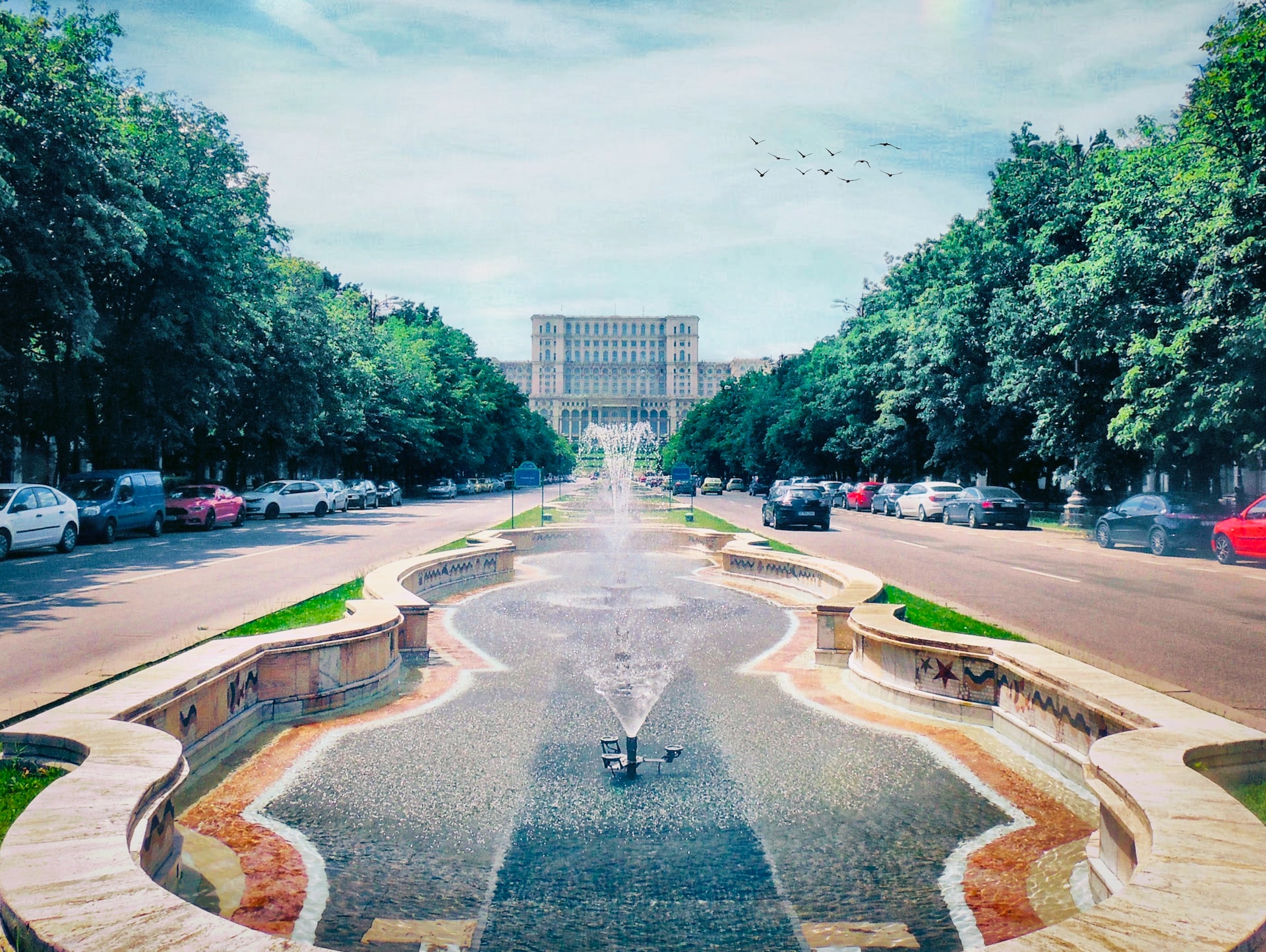 Fountains At Unirii Square in Bucharest